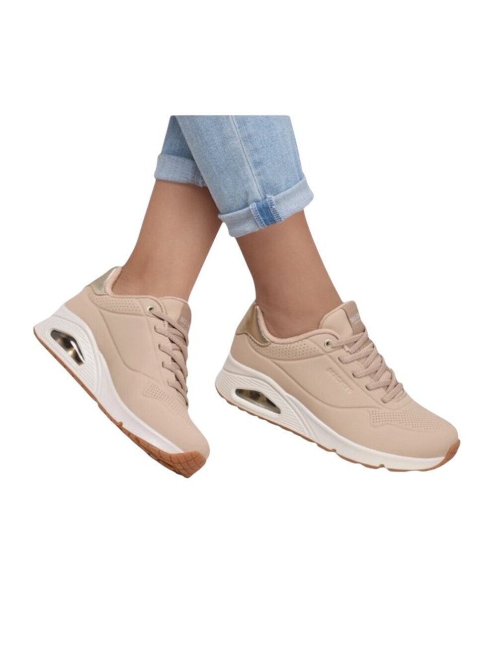 Skechers Street Uno Shimmer Away Sneakers Air-Cooled Memory Foam Pink Womens 9